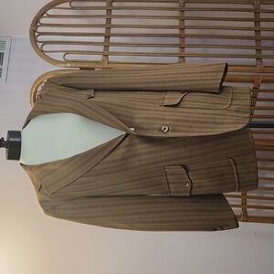 Kingsridge Siegels vintage polyester tan brown  blazer custom made in Wisconsin